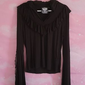 Killstar black long sleeve blouse, size L